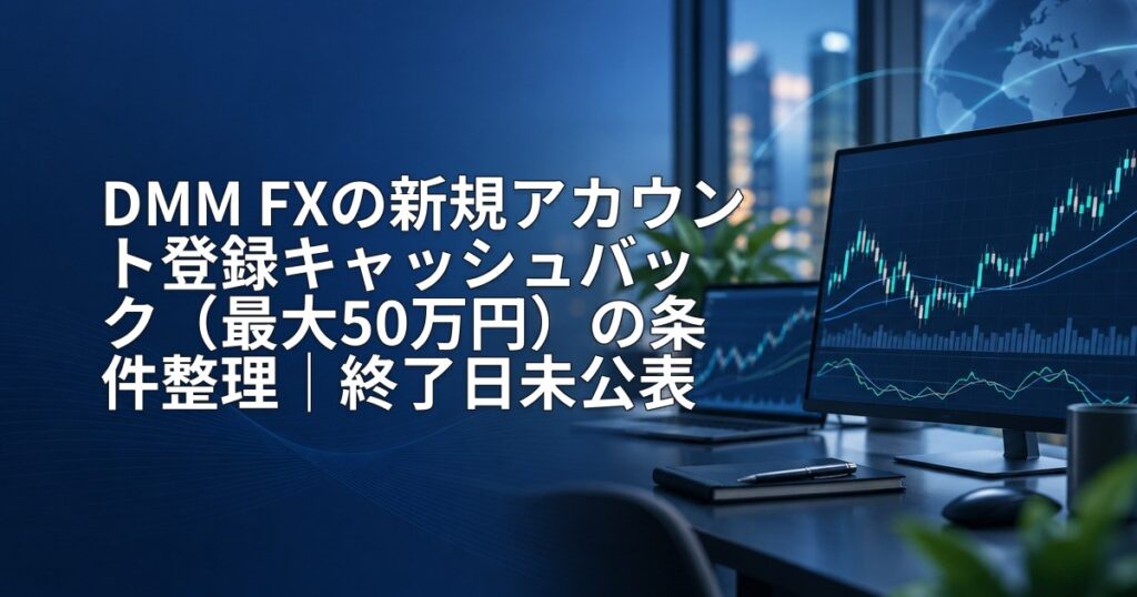 DMM FXの新規アカウント登録キャッシュバック（最大50万円）の条件整理｜終了日未公表