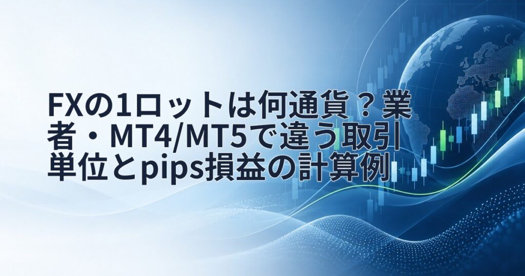 FXの1ロットは何通貨?業者・MT4/MT5で違う取引単位とpips損益の計算例