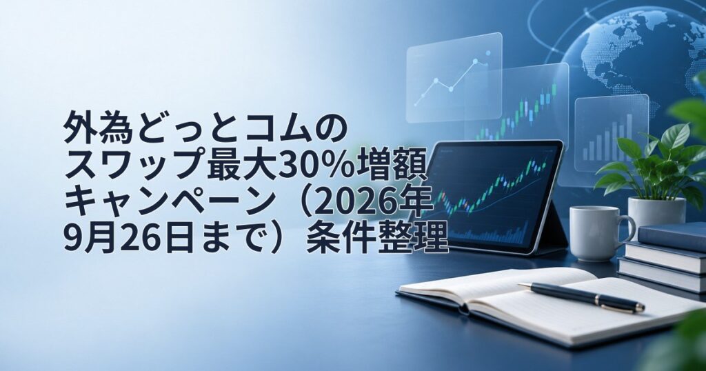 外為どっとコムのスワップ最大30％増額キャンペーン（2026年9月26日まで）条件整理