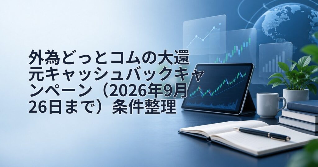 外為どっとコムの大還元キャッシュバックキャンペーン（2026年9月26日まで）条件整理