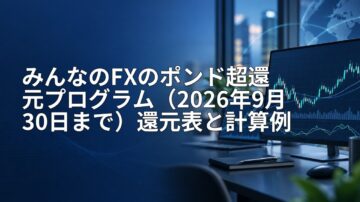 みんなのFXのポンド超還元プログラム（2026年9月30日まで）還元表と計算例