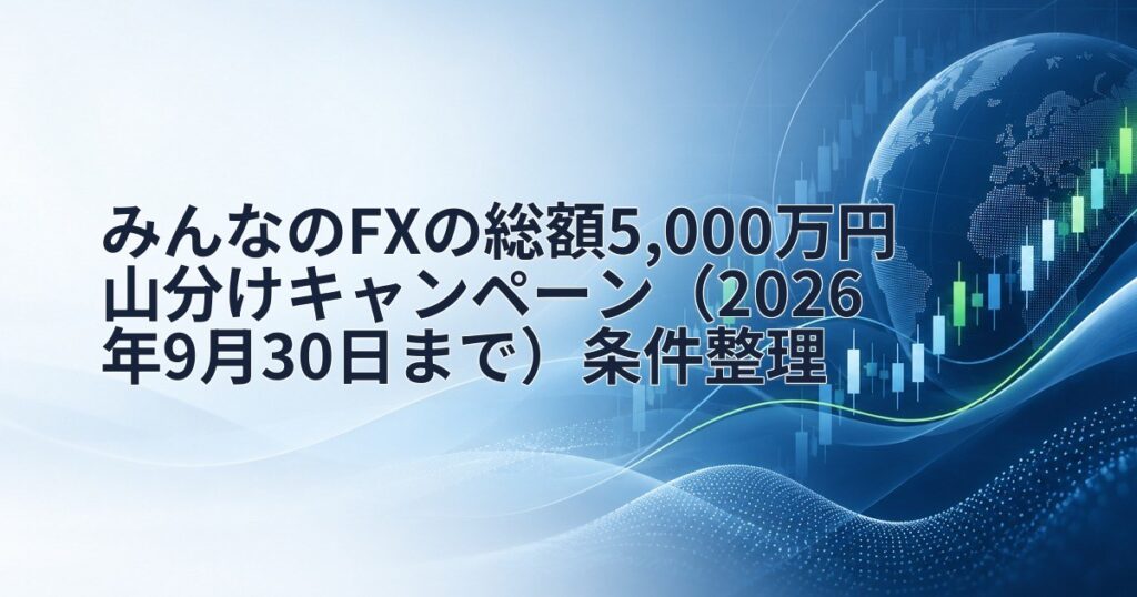 みんなのFXの総額5,000万円山分けキャンペーン（2026年9月30日まで）条件整理