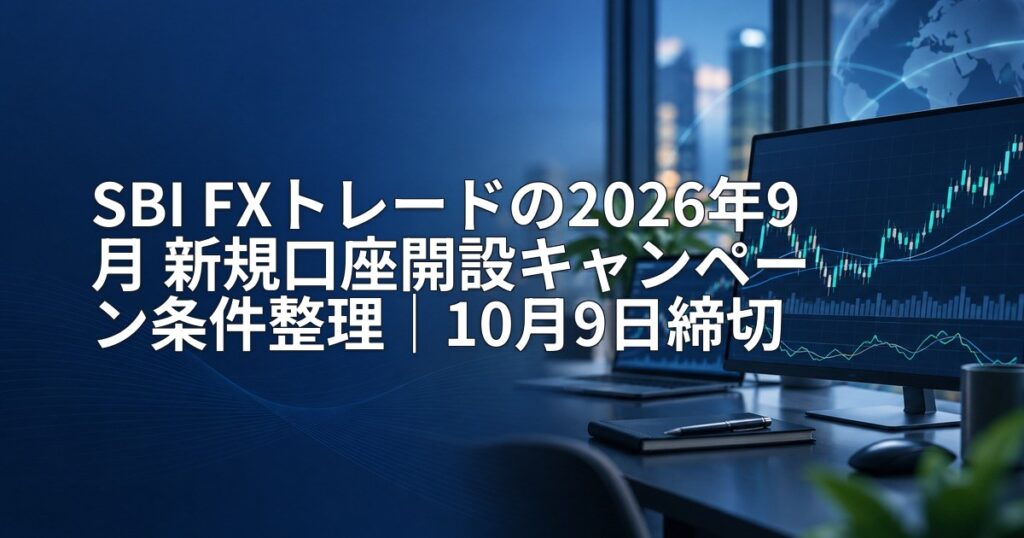 SBI FXトレードの2026年9月 新規口座開設キャンペーン条件整理｜10月9日締切