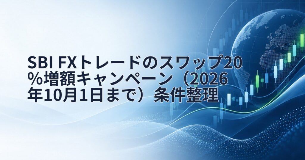 SBI FXトレードのスワップ20％増額キャンペーン（2026年10月1日まで）条件整理
