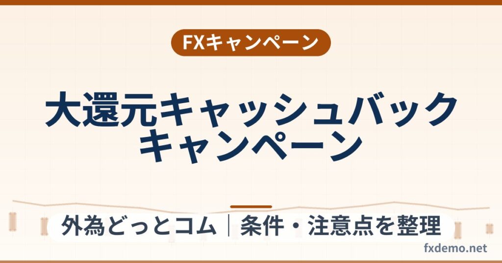 外為どっとコムの大還元キャッシュバックキャンペーン（2026年9月26日まで）条件整理